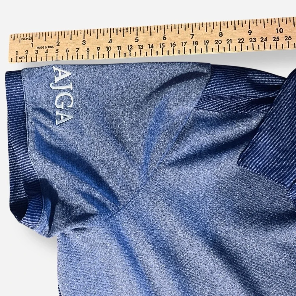 Adidas Mens Polo Shirt Large Blue Golf Polo AJGA‎ Logo Furman Short Sleeve